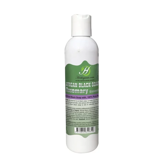 African Black Soap Liquid with Rosemary Oil - 8oz